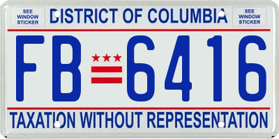 DC license plate FB6416