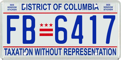 DC license plate FB6417