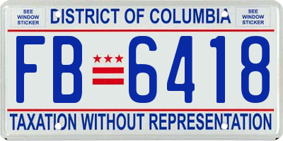 DC license plate FB6418