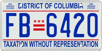 DC license plate FB6420