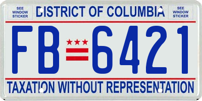 DC license plate FB6421