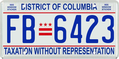 DC license plate FB6423