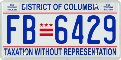 DC license plate FB6429