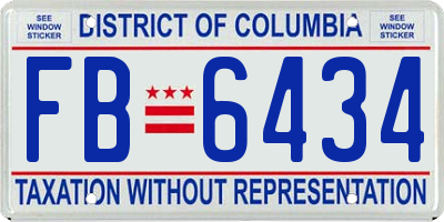 DC license plate FB6434