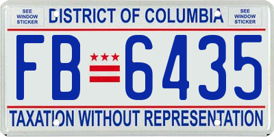 DC license plate FB6435