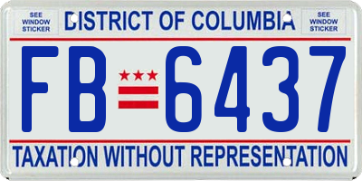 DC license plate FB6437