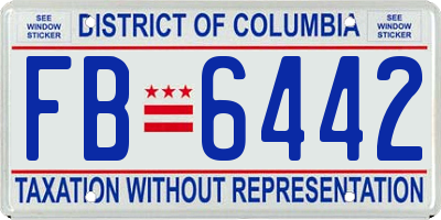 DC license plate FB6442