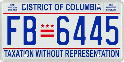 DC license plate FB6445