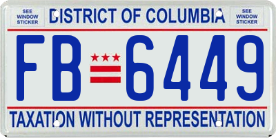 DC license plate FB6449