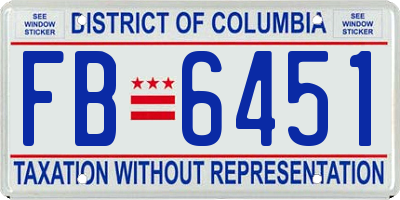 DC license plate FB6451