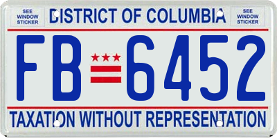 DC license plate FB6452