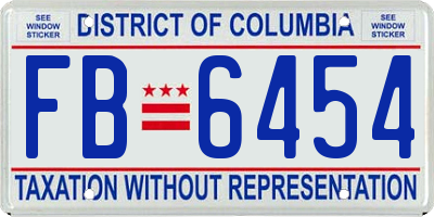 DC license plate FB6454