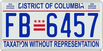 DC license plate FB6457