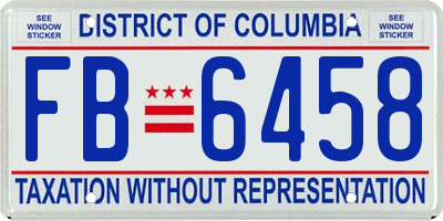 DC license plate FB6458