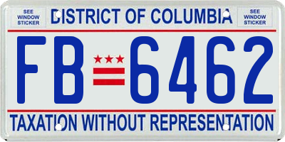 DC license plate FB6462