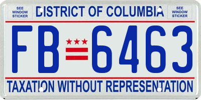 DC license plate FB6463