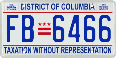 DC license plate FB6466