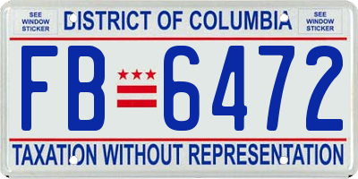 DC license plate FB6472