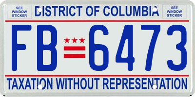 DC license plate FB6473