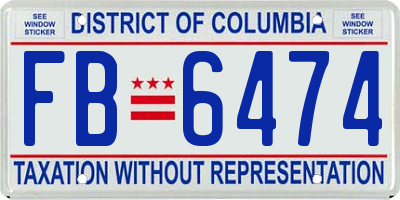 DC license plate FB6474