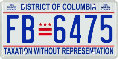 DC license plate FB6475