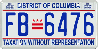 DC license plate FB6476