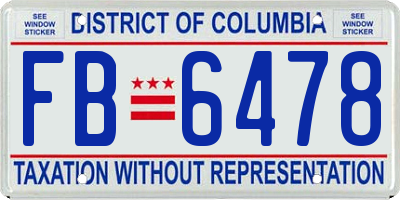 DC license plate FB6478