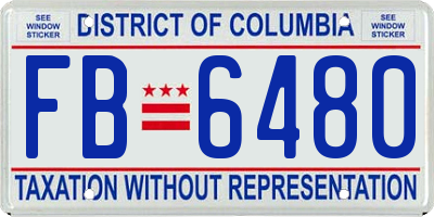 DC license plate FB6480