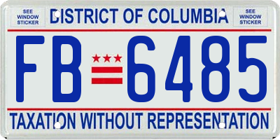 DC license plate FB6485