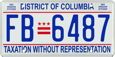 DC license plate FB6487