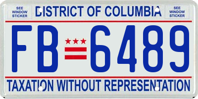 DC license plate FB6489