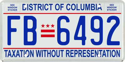 DC license plate FB6492