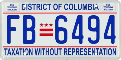 DC license plate FB6494