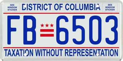 DC license plate FB6503