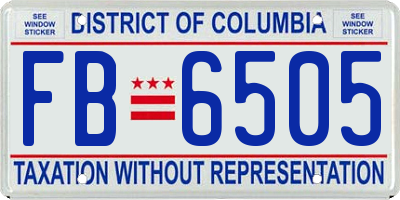 DC license plate FB6505