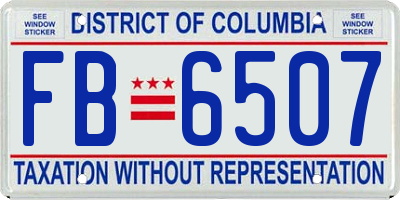 DC license plate FB6507