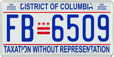 DC license plate FB6509