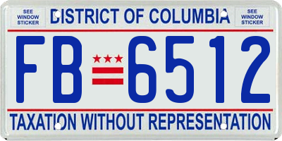 DC license plate FB6512