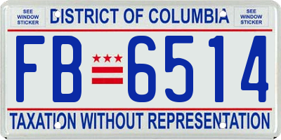 DC license plate FB6514