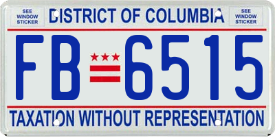 DC license plate FB6515