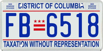 DC license plate FB6518