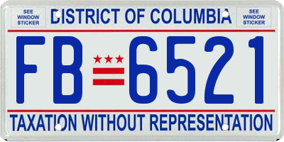 DC license plate FB6521