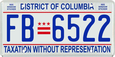 DC license plate FB6522