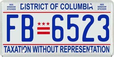 DC license plate FB6523