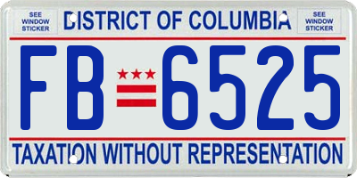 DC license plate FB6525