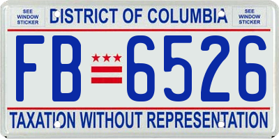 DC license plate FB6526