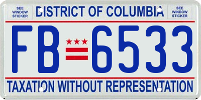 DC license plate FB6533