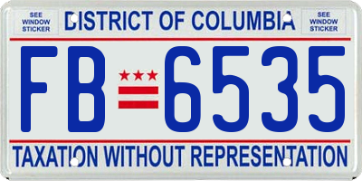 DC license plate FB6535