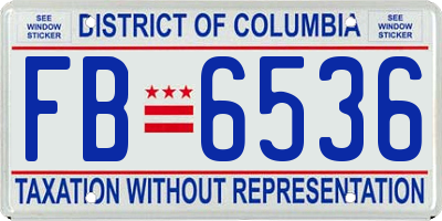 DC license plate FB6536