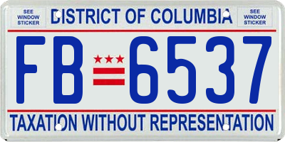 DC license plate FB6537